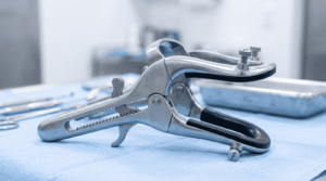 Professional stainless steel equine dental speculum showing precise ratchet locking mechanism and mouthplates on a clean clinical surface.